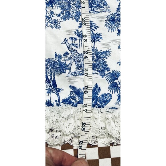New Women White Blue Tropical print Dress Adjustable Strap Underwired Size small - Picture 8 of 9